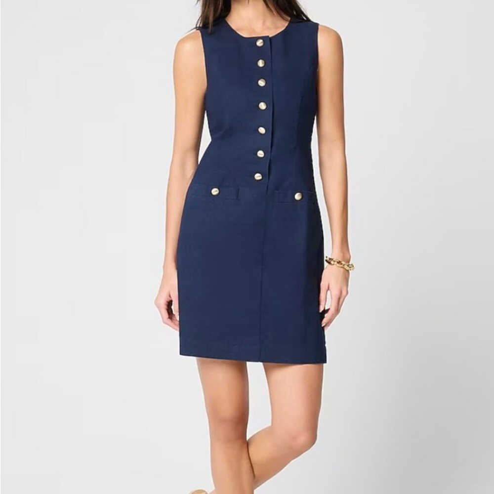 J. Crew Factory Navy Sleeveless Button-Front Mini Dress 4
